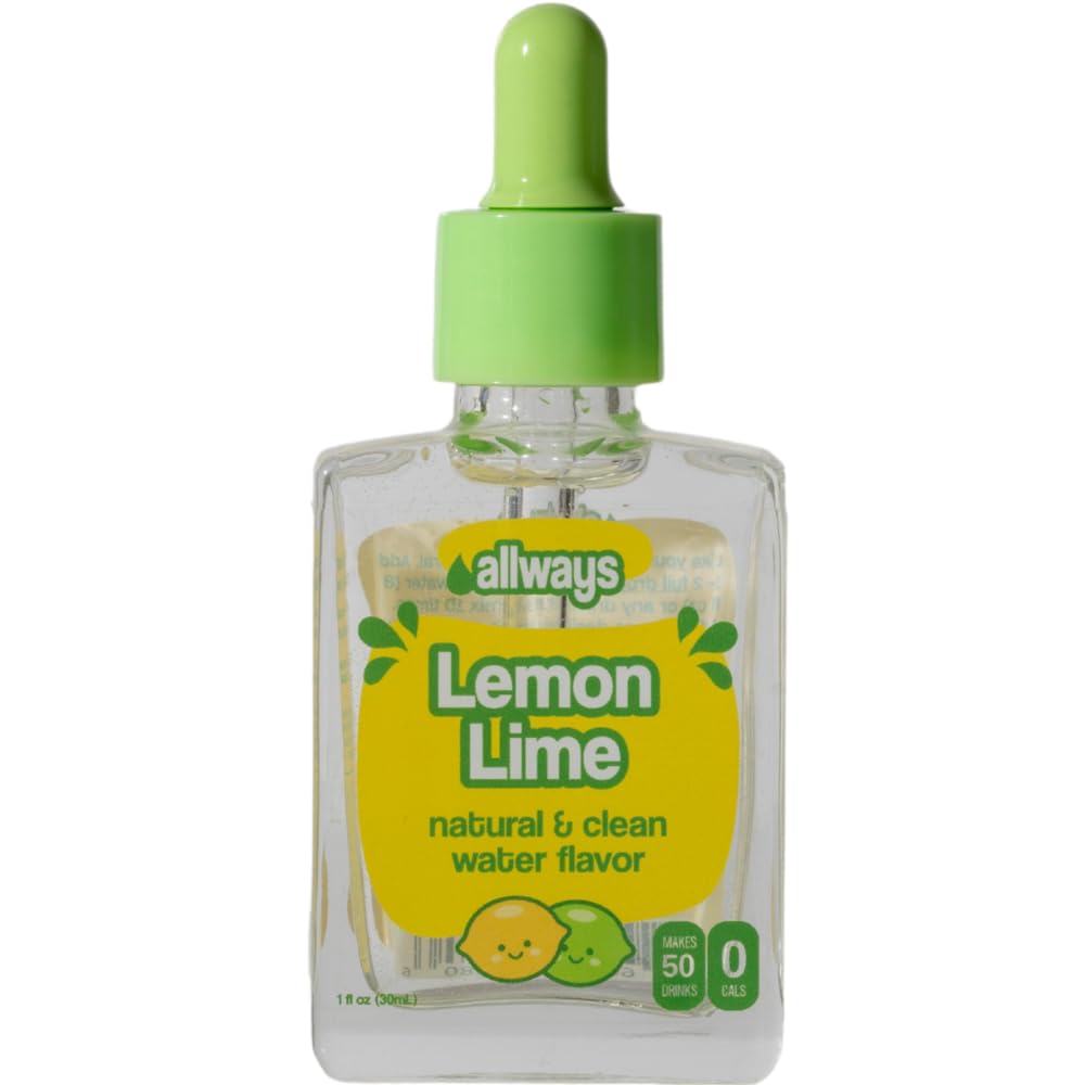 Allways Drops Natural Lemon Lime Water Enhancer | Sugar-Free, Zero Calories, Monk Fruit Sweetened | Glass Bottle for On-the-Go Hydration | Kids &amp; Adults | 50 Servings