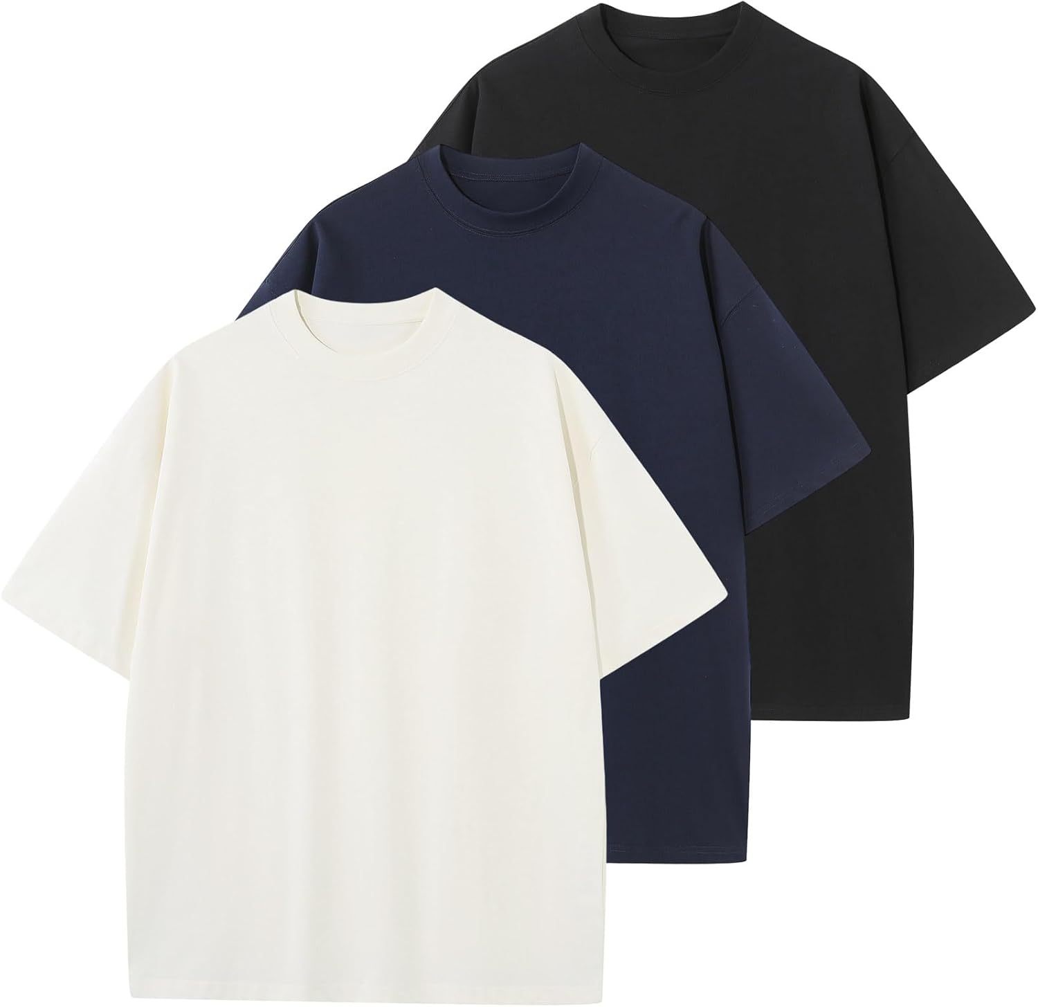 KEEPSHOWING Men's Cotton T-Shirts Oversized Unisex Short Sleeve Crew Neck Loose Basic Tops Solid Athletic Tee