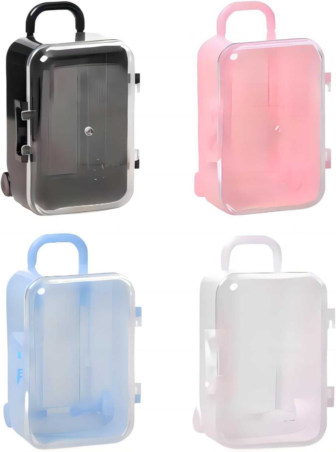 Baasid 4PCS Mini Plastic Travel Suitcase Boxes Suit for Wedding Party Decoration, Handbag Luggage Storage Box, Mini Luggage,Suitcase Gift Box