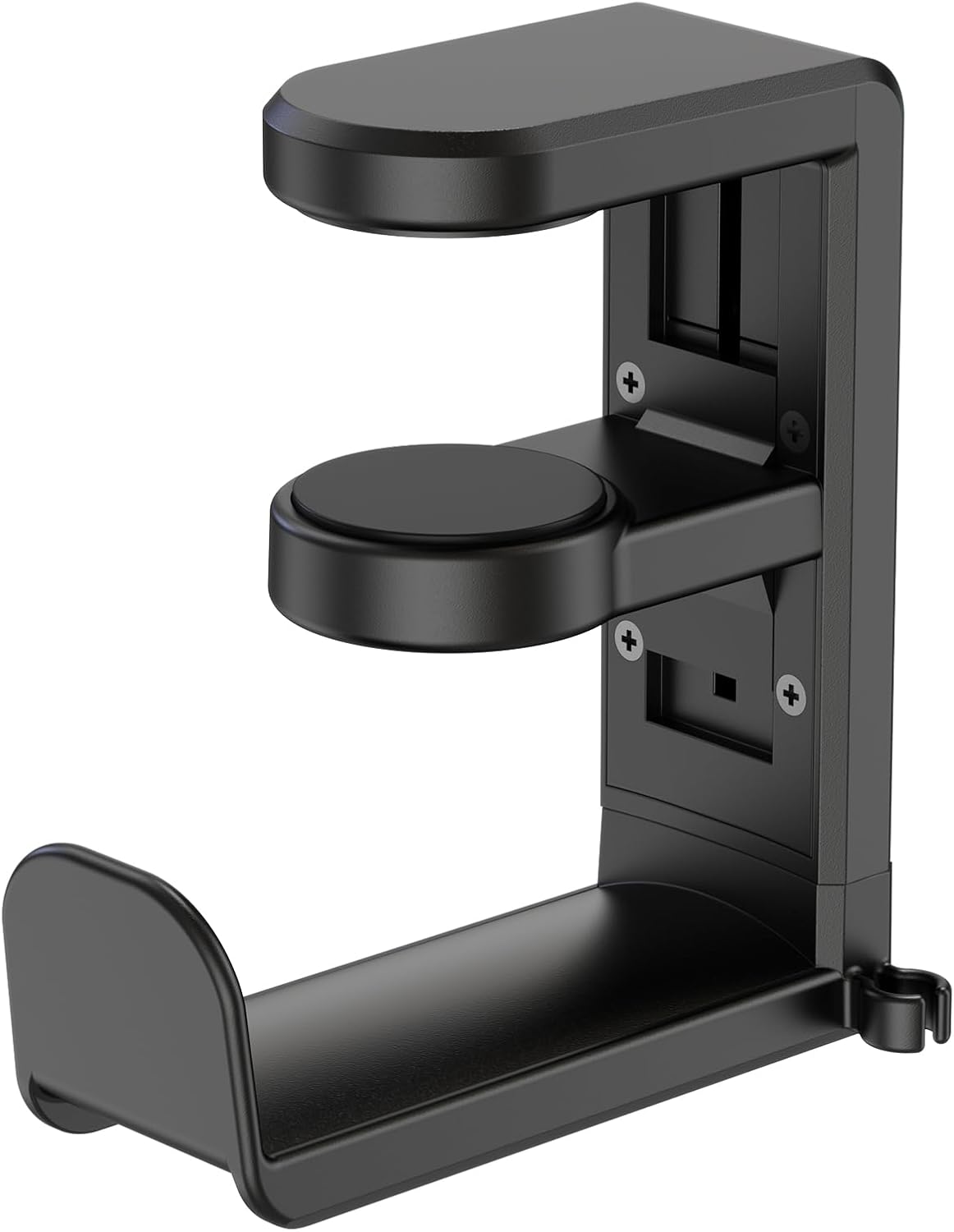 EURPMASK Rotating Headphone Stand - PC Gaming Headset Holder, Adjustable Clamp-on Under Desk Hanger With 360 Degree Swivel &amp; Cable Clip Organizer - Black