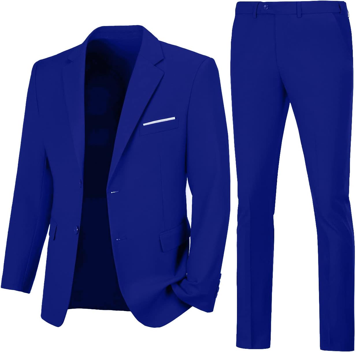 Lynerun Mens 2 Piece Slim Fit Suit Two Button Formal Solid Suit Jacket Pants Set Wedding Work Prom Tuxedo Men