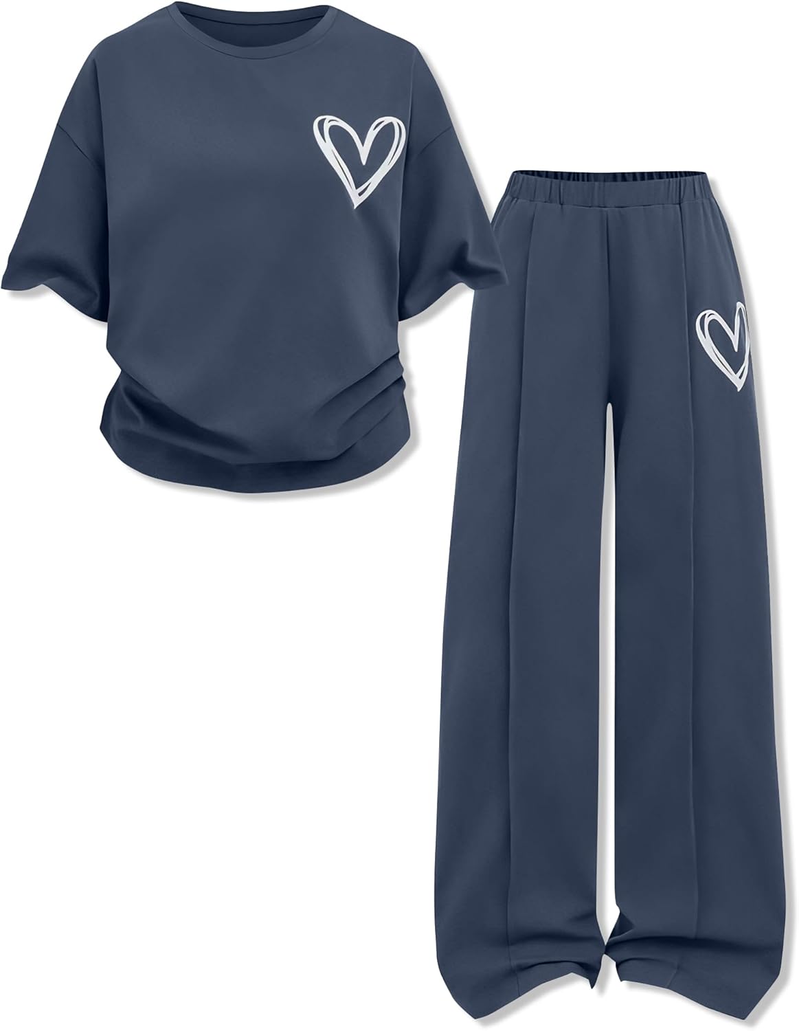 Malerotpc Girls 2 Piece Casual Outfits - Oversized Sweatshirt &amp; Wide-Leg Pants Set for Teens 9-16 Years Fashion Clothing