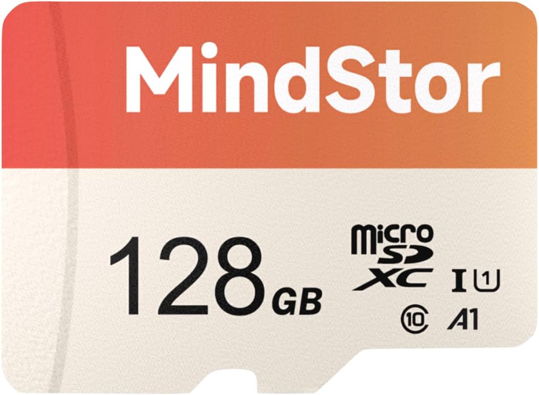 Micro SDXC 128GB Memory Card, MindStor 90MB\/s Read Speed TF Card with Adapter, U1, A1, HD 1080P Video Loop Recording Support, for Security Camera, Dash Cam, 1 Pack