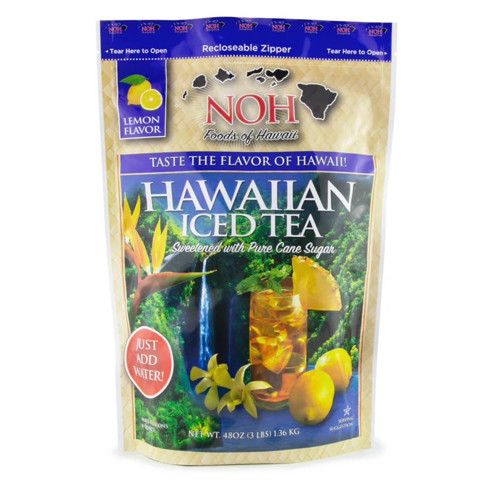 NOH Foods of Hawaii Sweet Tea Mix, 48oz (3lb) Zipper Bag - Just Add Water, Classic Hawaiian Luau Beverage, Paradise Tea Blend