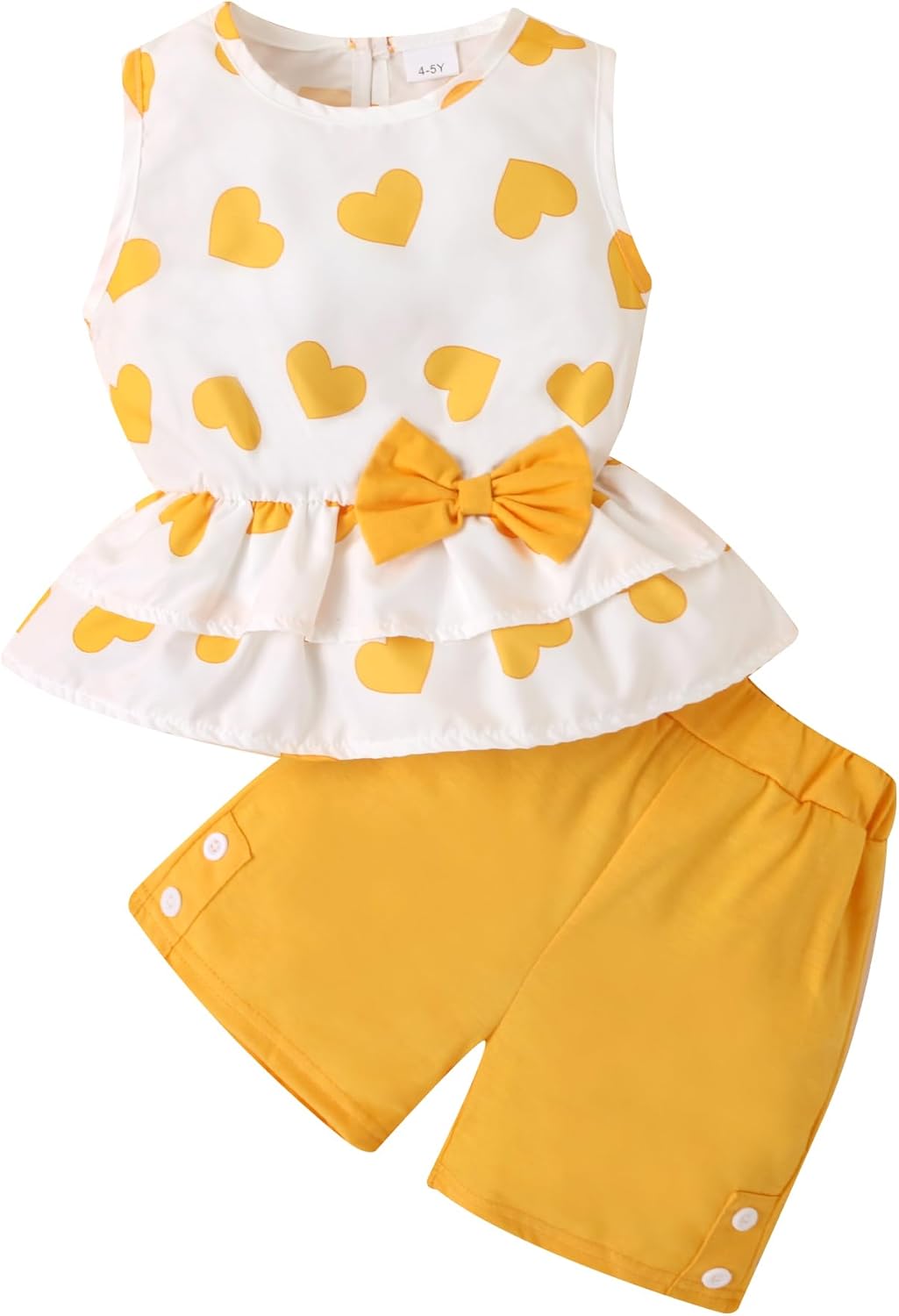 GOLLUNER Kids Girl Clothes Heart Print Sleeveless Top and Shorts Baby Girl Summer Outfits Short Set