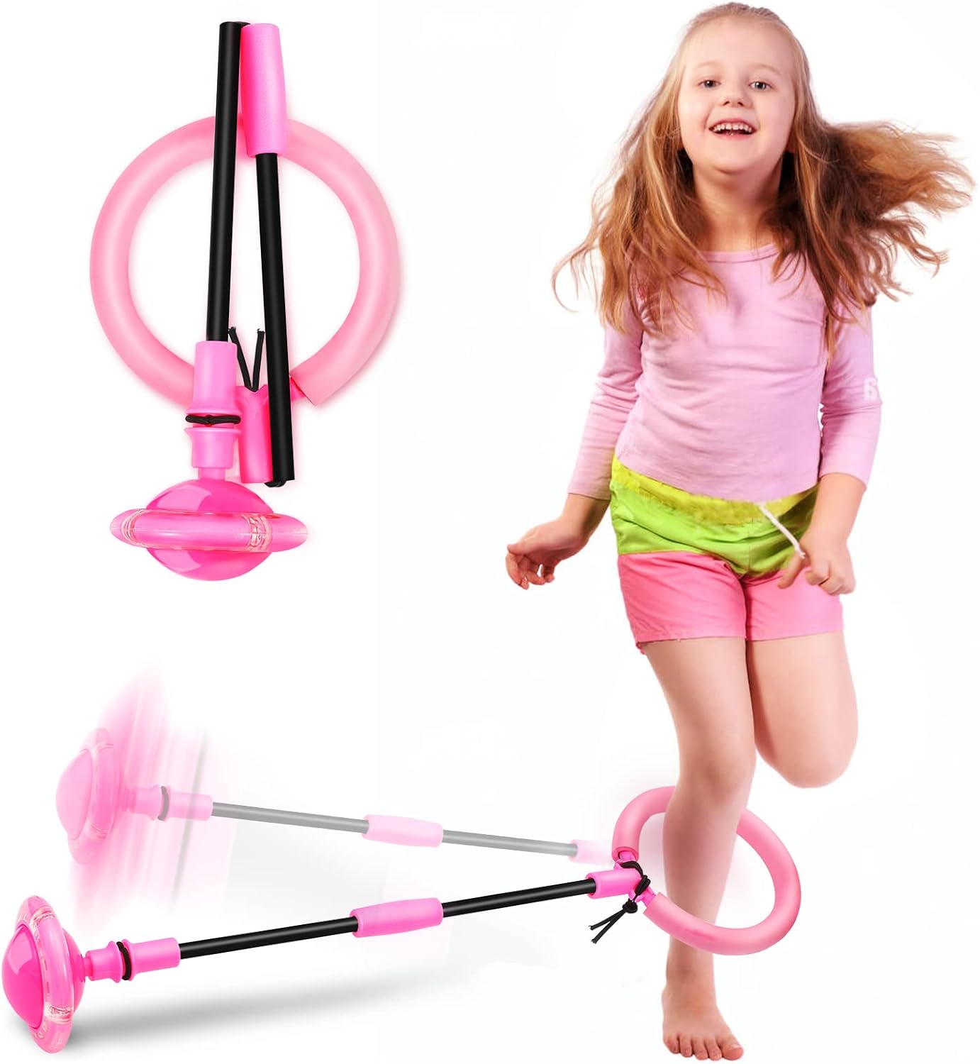 Hewog Skip Ball, Portable Foldable Colorful Flash Wheel Swing Ball, Kids Toys for Girls &amp; Boys, Sports Fitness Toys for Kids &amp; Adults. Gifts for Mom Women &amp; Girls Toys Age 5-10 Years