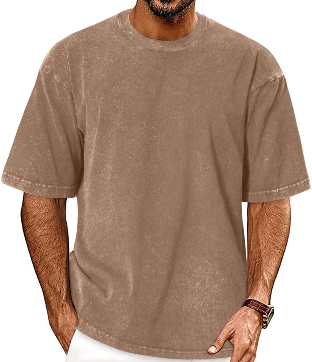 Oversized Tshirts for Men Short Sleeve Vintage Washed Basic Loose Tees 2026