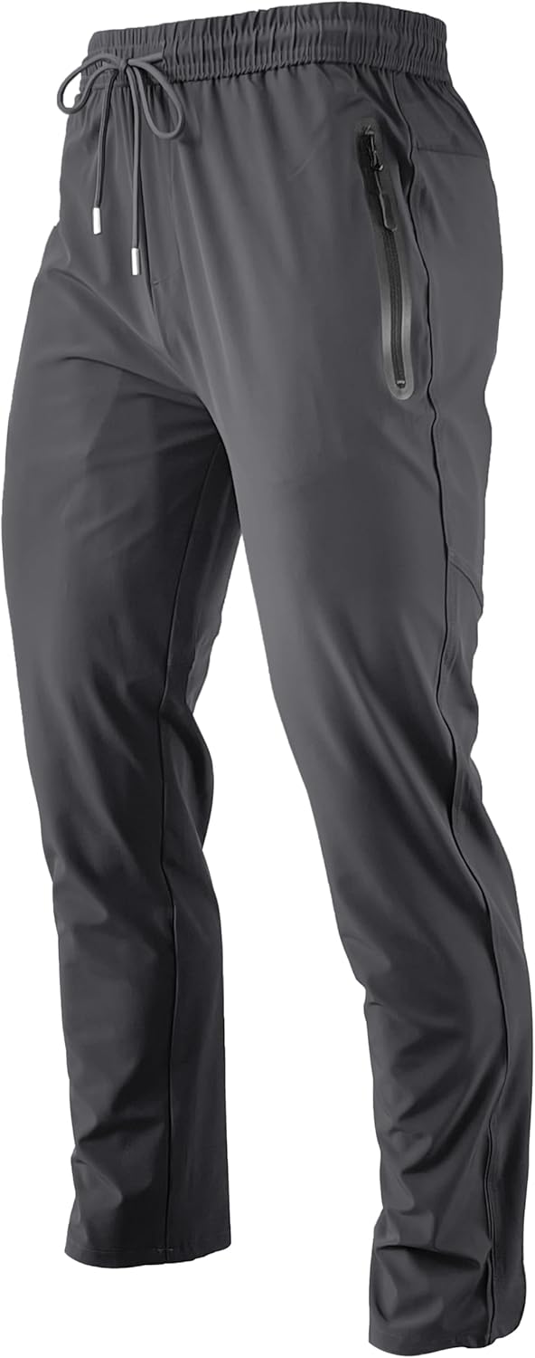 Mens Hiking Pants Joggers Lightweight Breathable Quick Dry Outdoor Fishing Athletic Work Pants with Zipper Pockets