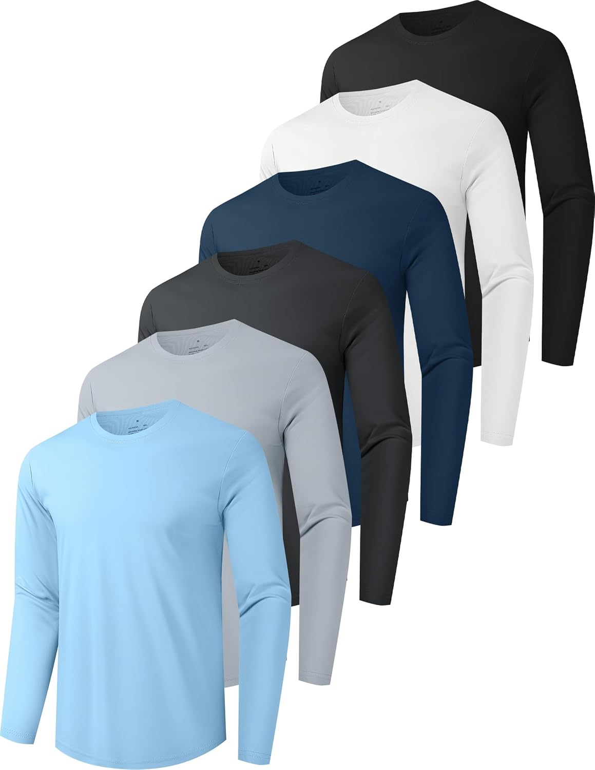 6\/7 Pack Men's Quick Dry Long Sleeve Shirts UPF 50+ UV Sun Protection SPF Shirt Moisture Wicking T-Shirt for Casual Workout