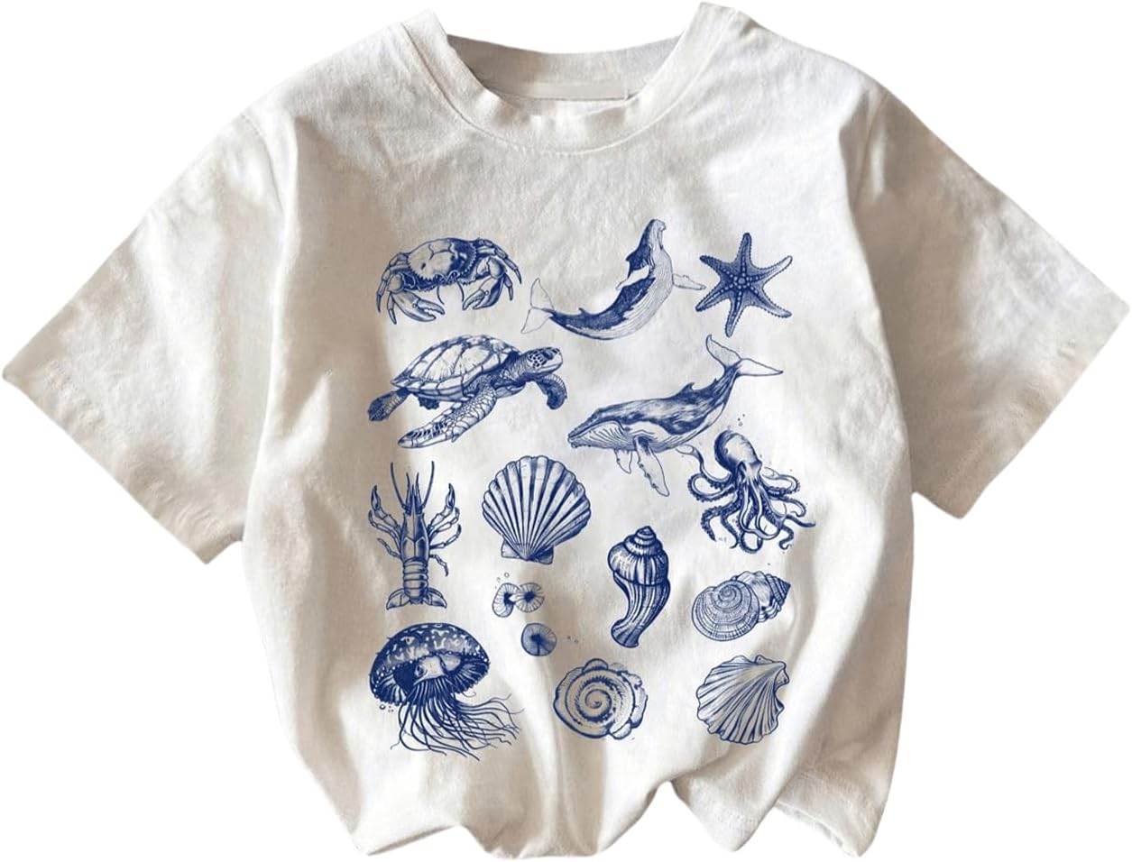 QJQ Girl's Cute Graphic T Shirts Short Sleeve Crewneck Tees Summer Trendy Preppy Tops Clothes