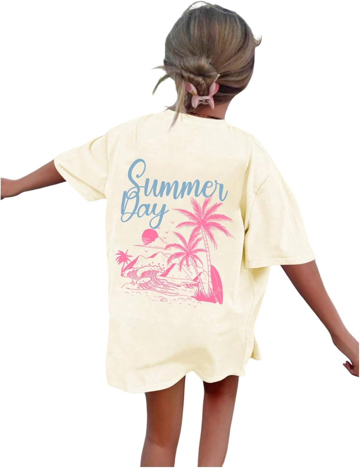 SOLY HUX Girl's Short Sleeve Graphic Tees Crew Neck Beach Tops Casual Summer T-Shirts