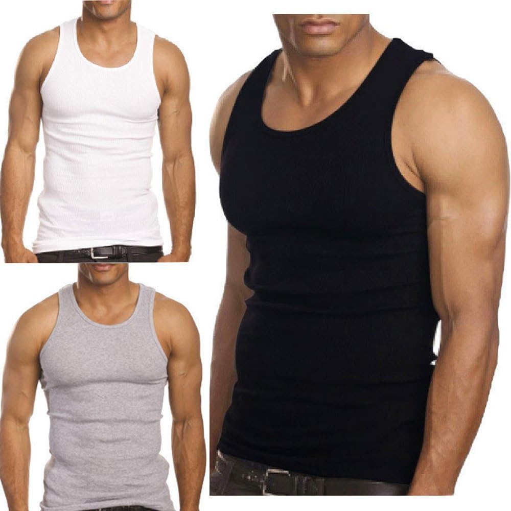 Falari 3 Pack Men's A-Shirt Tank Top Gym Workout Undershirt (Slim &amp; Muscle Fit ONLY)