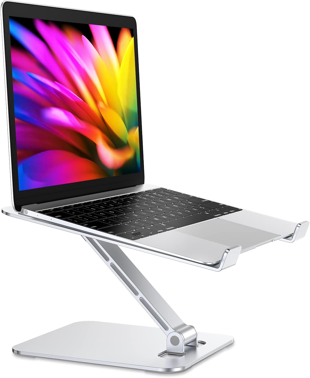 RIWUCT Foldable Aluminum Alloy Laptop Stand for Desk, Height Adjustable Ergonomic Computer Stand for Laptop, Portable Laptop Riser Holder Printer Stand Compatible with MacBook Pro Air\/HP\/Dell 10-16&