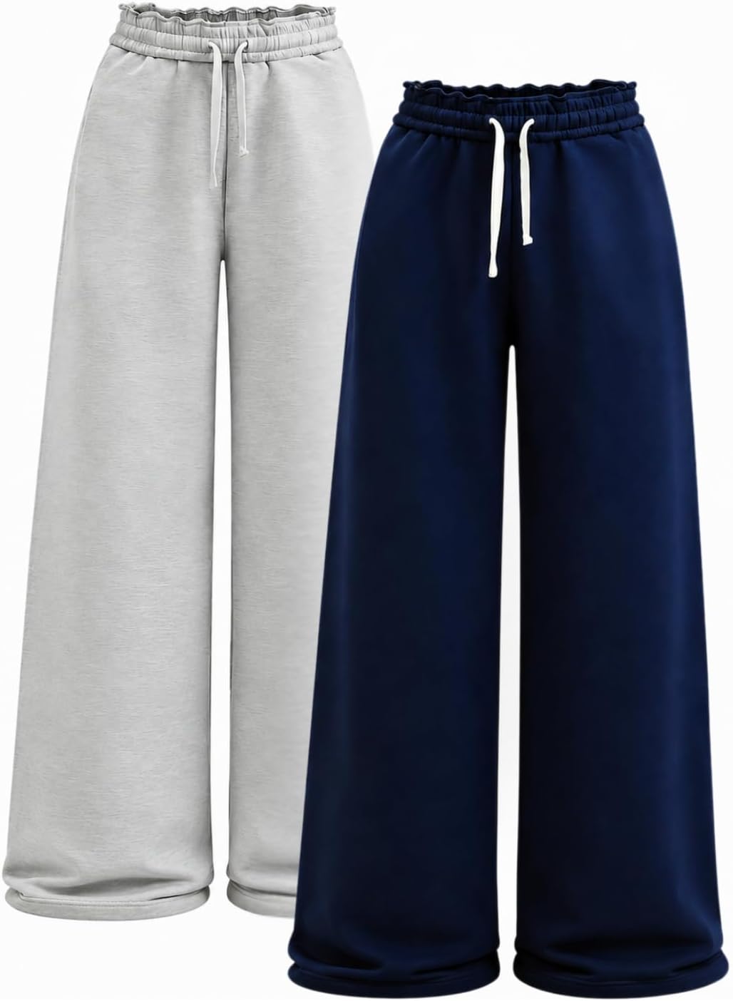 Azmxynol Tween Girl's Sweatpants 2 Pack Trendy Wide Leg Baggy Cute Pants with Pockets Size 7-16 Years