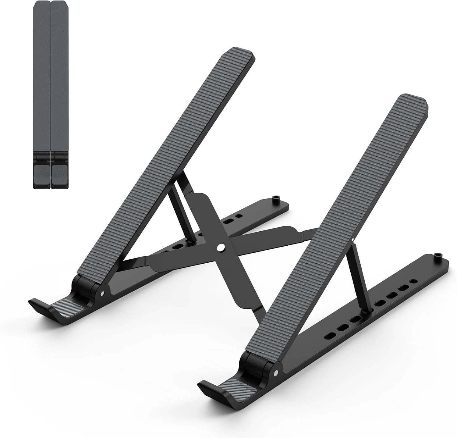 Tonmom Laptop Stand for Desk, Adjustable Laptop Riser ABS+Silicone Foldable Portable Notebook Holder, Ventilated Cooling Notebook Mount Computer Stand for 10-15.6\u201D Laptops,Tablets-Black