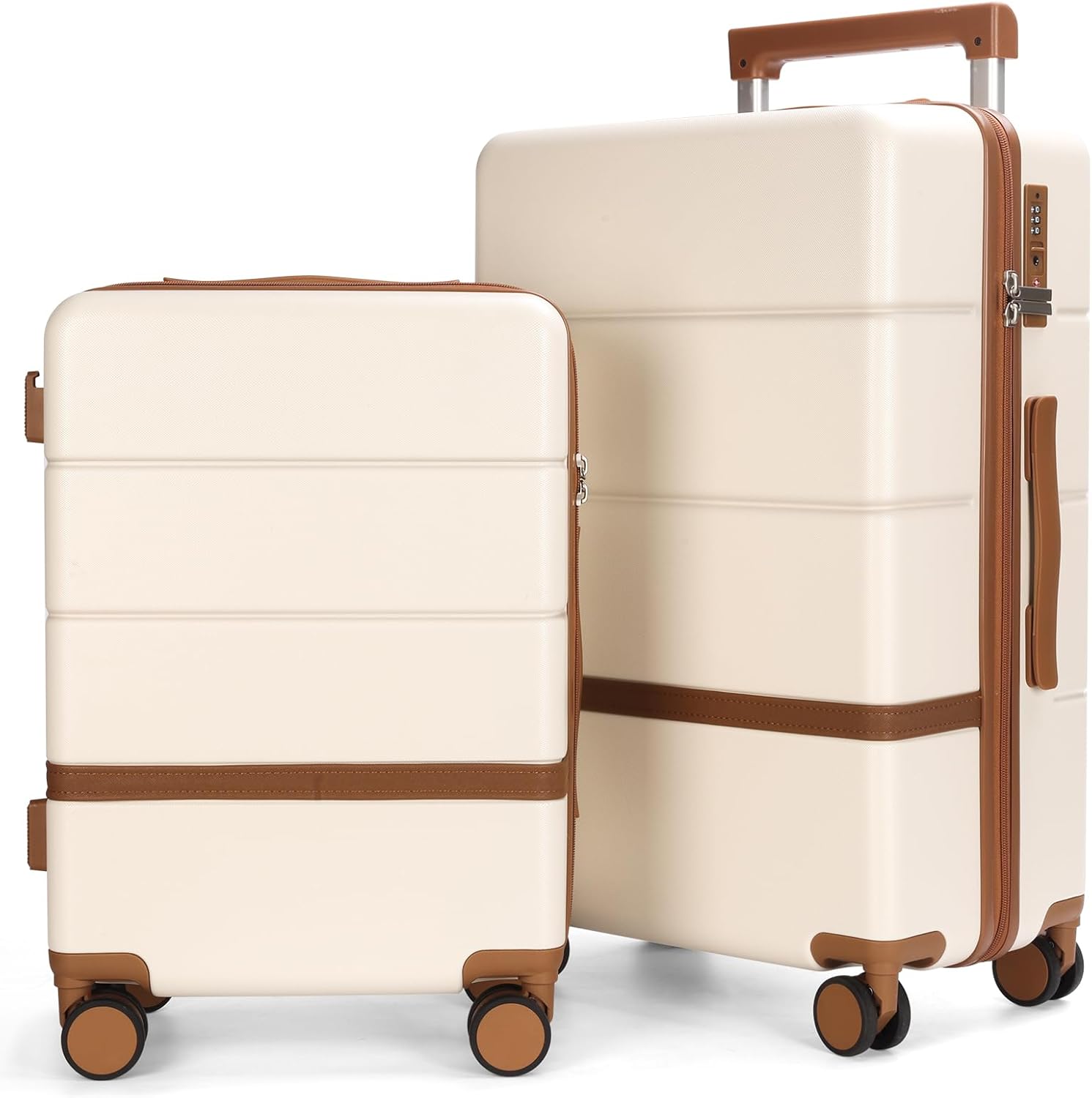 Maungti Luggage Sets, 2 Piece Suitcase set with wheels Tsa Lock 20\/24 inchi Hardshell Waterproof Travel Suitcases luggage for Women\/Men\/Family (White)