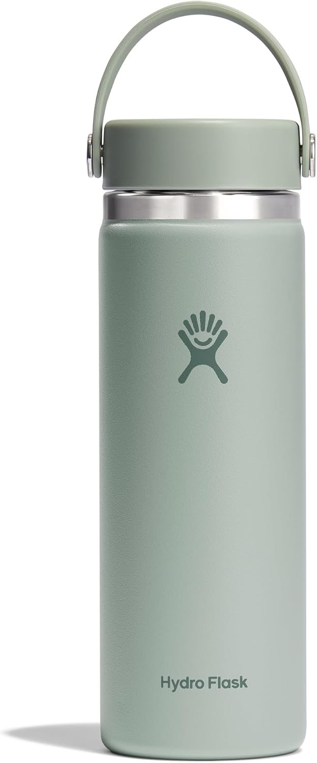 Hydro Flask Water Bottle - Insulated Stainless Steel - Wide Mouth Flex Lid, Non Spill, Leakproof and Refillable in 20 Oz Tonal Agave