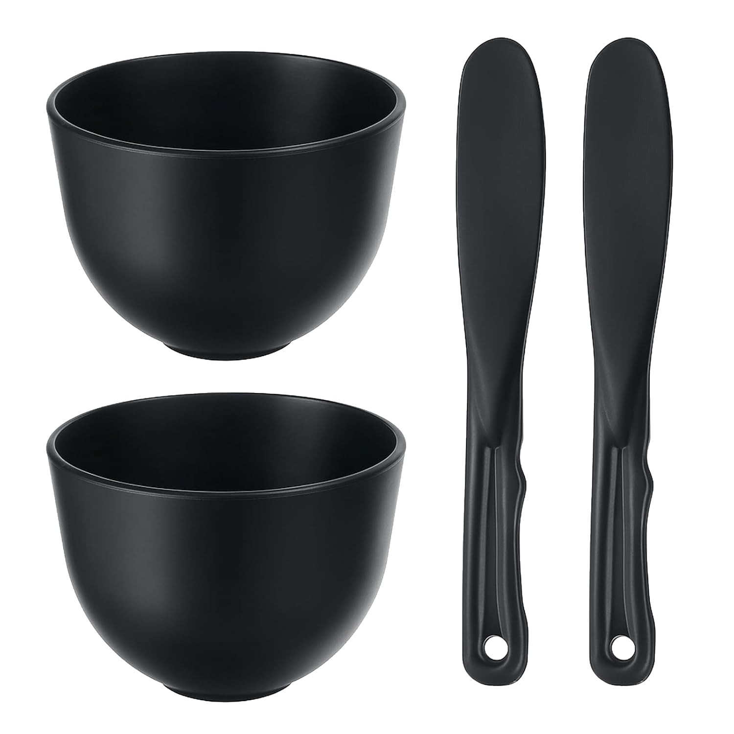 Exircy 2 Pieces Rubber Facial Mask Mixing Bowl With Plastic Spatula Face Mask Bowl Silicone Mud Masks DIY Skin Care Cosmetic Mixing Tool For Home Beauty Salon Use, Black