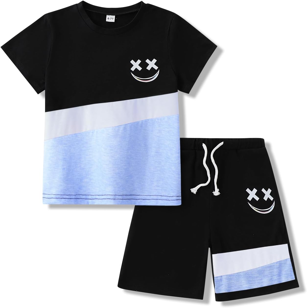 Klyatpxoen Boys Clothes 2 Piece Size 6-13Y Short Sleeve T-Shirt &amp; Shorts Set Casual Kids Boys Spring Summer Outfits