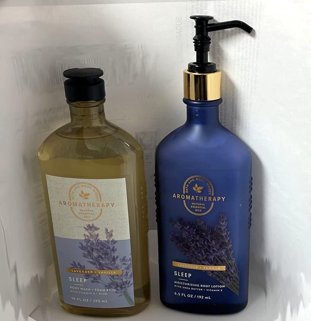 Bath &amp; Body Works Aromatherapy Sleep - Lavender + Vanilla Body Lotion, 6.5 Fl Oz + Body Wash &amp; Foam Bath, 10 Fl Oz