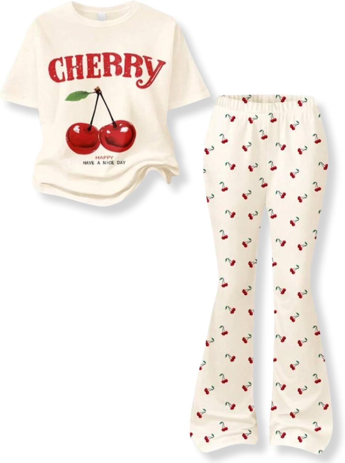 Klyatpxoen Size 6-12 Years Tween Girls Clothes 2PCS Sets Crop Tops &amp; Flare Pants with Letter Print Summer Outfits