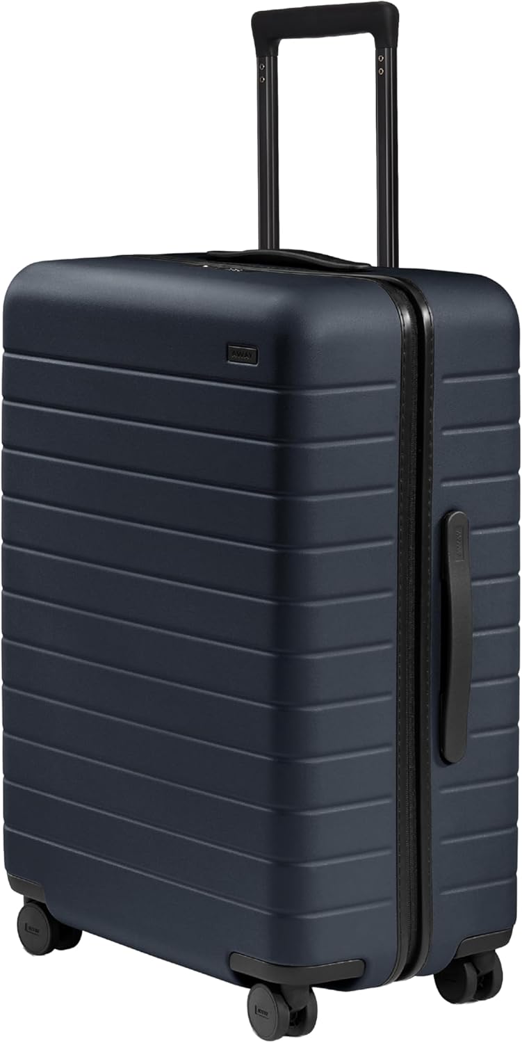 Away Medium Checked Luggage - 26-Inch Lightweight Hardside Suitcase with Custom WhisperGlide 360° Wheels, Interior Compression System, TSA-Accepted Lock - Navy Blue