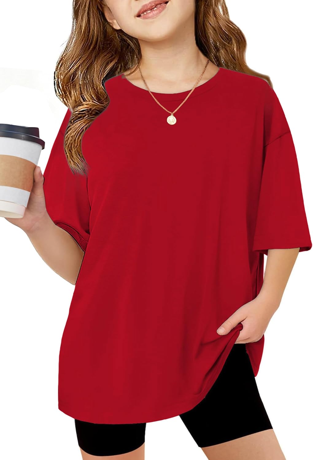 Arshiner Girls T Shirts Oversized Short Sleeve Kids Summer Tops Soft Casual Crewneck Basic Tees