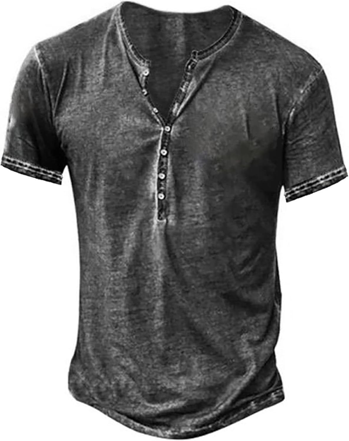 Beotyshow Mens Distressed Henley Shirts Retro Short Sleeve Tee Shirts Casual Button Down Washed T-Shirts for Men