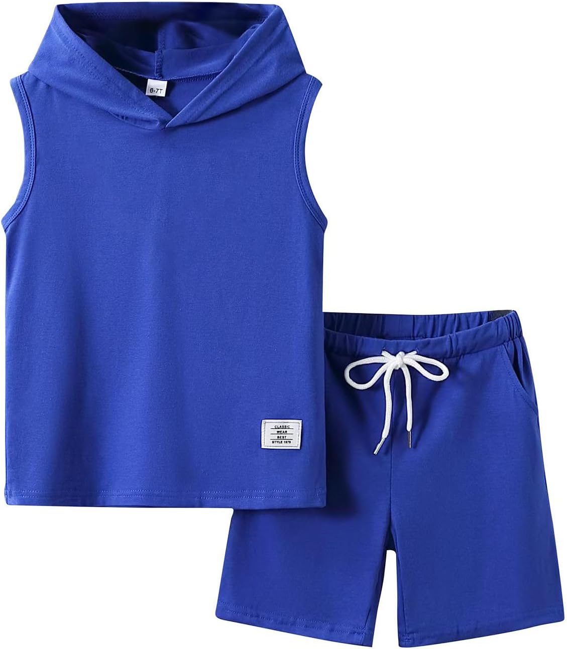 Voxikodex Size 6-12 Years Boys Summer Clothes Hooded Sleeveless Tank Tops Workout Shorts 2 Piece Set Fashion Outfits