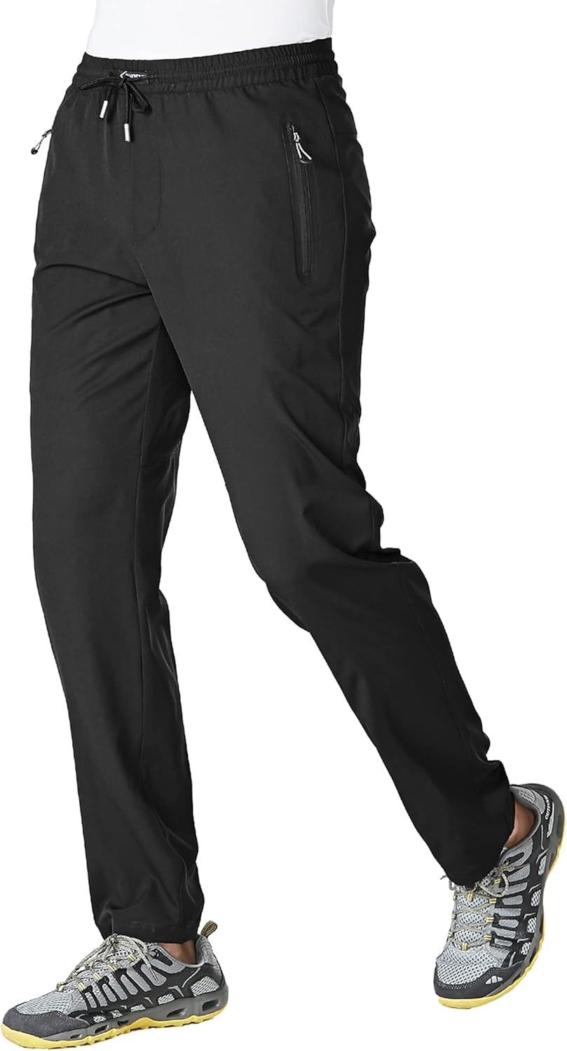 BASUDAM Men's Athletic Pants Thin Lightweight Quick Dry Zipper Pockets Outdoor Sports Pants for Running Jogging Hiking