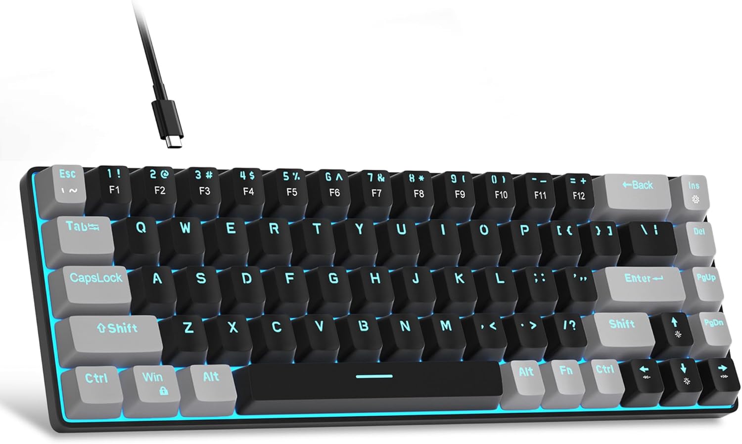 MageGee Portable 60% Mechanical Gaming Keyboard, MK-Box LED Backlit Compact 68 Keys Mini Wired Office Keyboard with Red Switch for Windows Laptop PC Mac - Black\/Grey