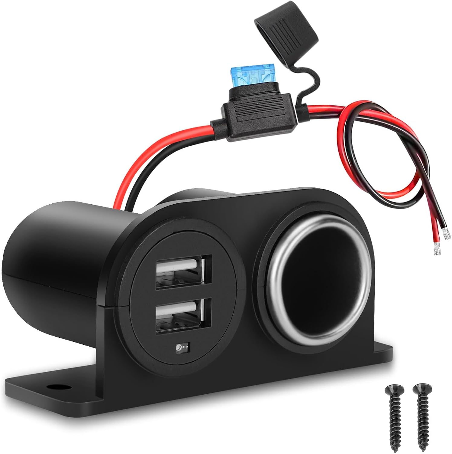 1PCS Dual USB Outlet Cigarette Lighter Socket Splitter with Blade Fuse, 12V 4.2A Car Charger Power Adapter Replacement Waterproof Plug Female 21W for RV Marine Boat Motorcycle Truck ATV UTV Van etc