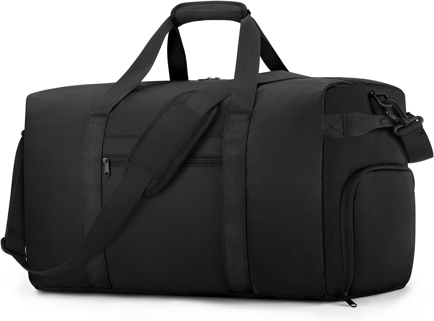 Carry On Luggage 22x14x9 Airline Approved, 45L Waterproof Duffle Bag for Travel, Lightweight Carry on Travel Duffel Bags with Shoe Compartment, Weekender Overnight Gym Bag for Men Women, Black