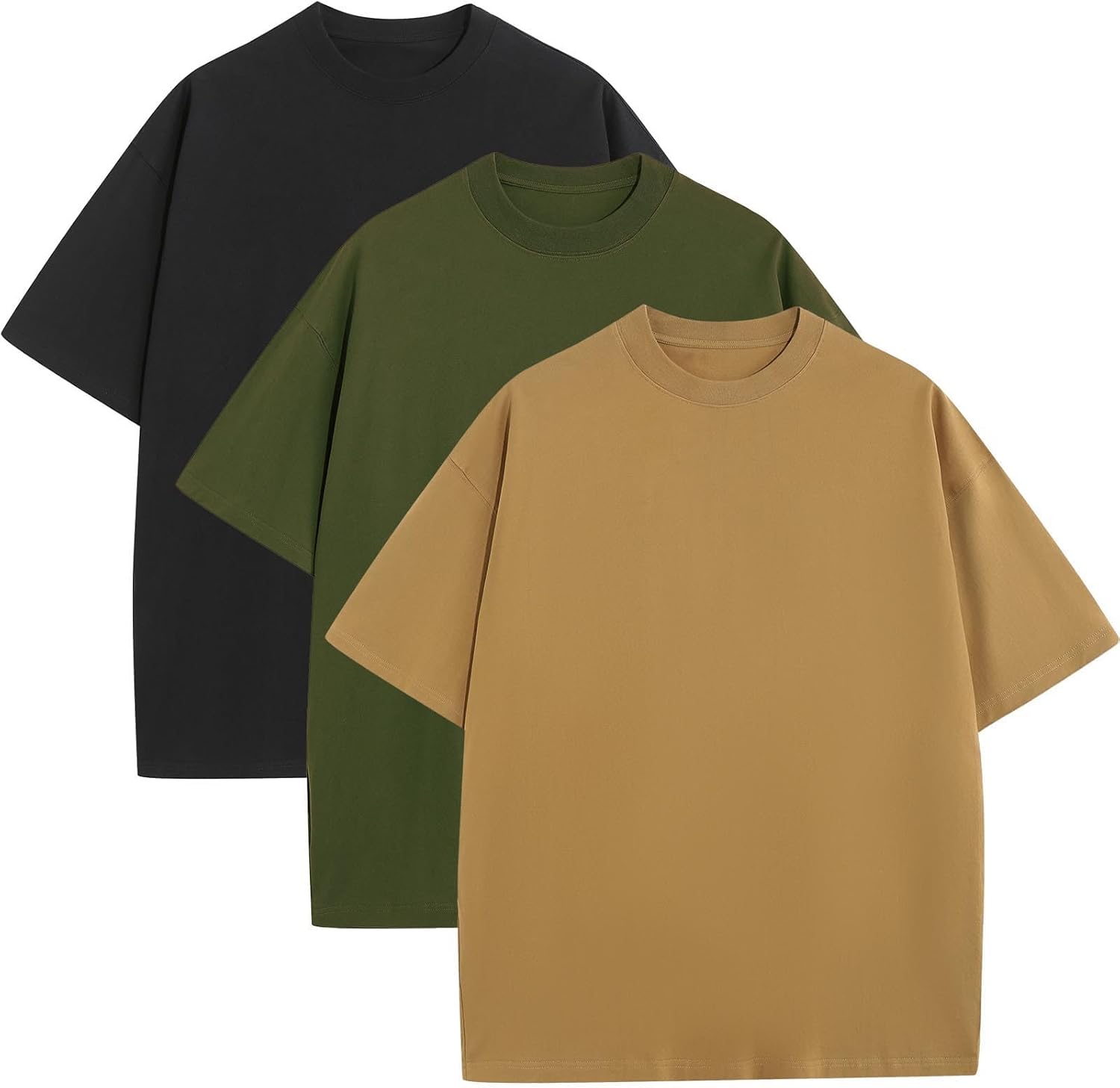 SnowElve Mens Oversized T-Shirts Fashion Loose Fit Crewneck Tshirt Streetwear Heavyweight Short Sleeve Gym Workout Tops