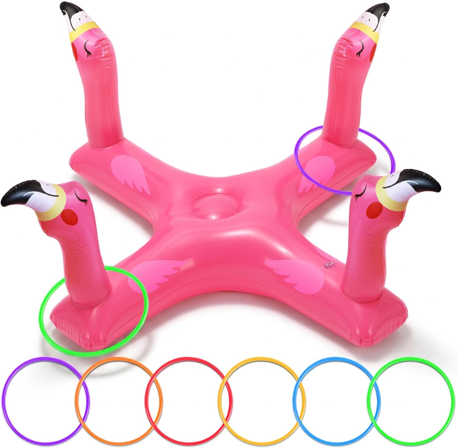 Pool Games &amp; Toys, Inflatable Flamingo &amp; Shark Ring Toss - Floating Water Game Set for Kids Ages 4-8 8-12, Adults and Family - Summer Swimming Pool Party Decorations