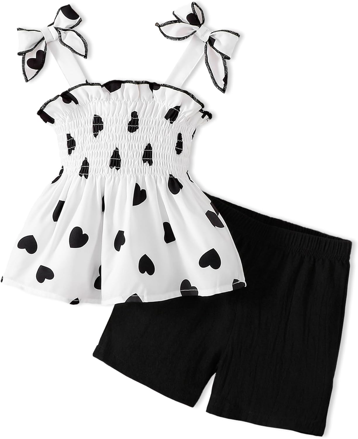 PaPaai Sara Toddler Girl Clothes Baby Outfit Straps Sleeveless Camisole Tank Top Shorts Kids Cute Summer Clothing Set