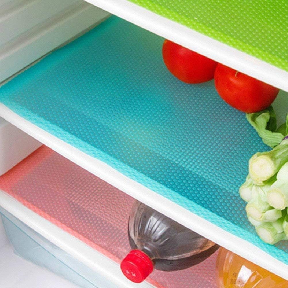AKINLY 9 Pack Refrigerator Mats,Washable Fridge Mats Liners Easy to Clear Fridge Pads Mat Shelves Drawer Table Mats Refrigerator Liners for Shelves,3Red\/3Green\/3Blue