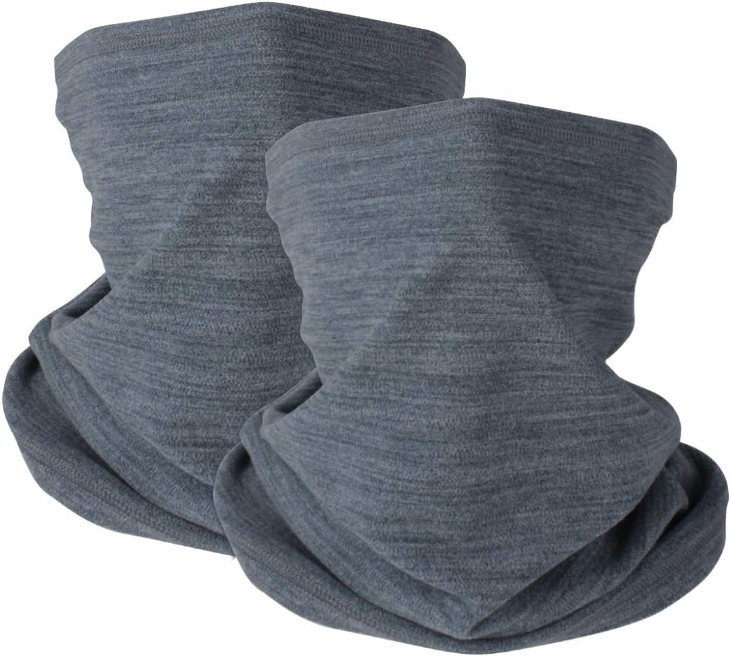KGC 2 Pack Winter Neck Warmer Gaiter Fleece Windproof Face Mask Cover Cold Weather Scarf for Men &amp; Women