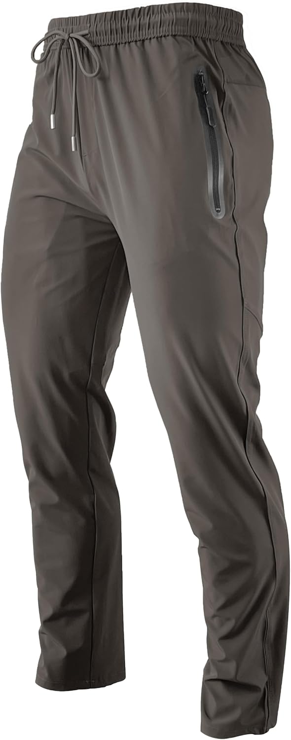 Mens Hiking Pants Joggers Lightweight Breathable Quick Dry Outdoor Fishing Athletic Work Pants with Zipper Pockets