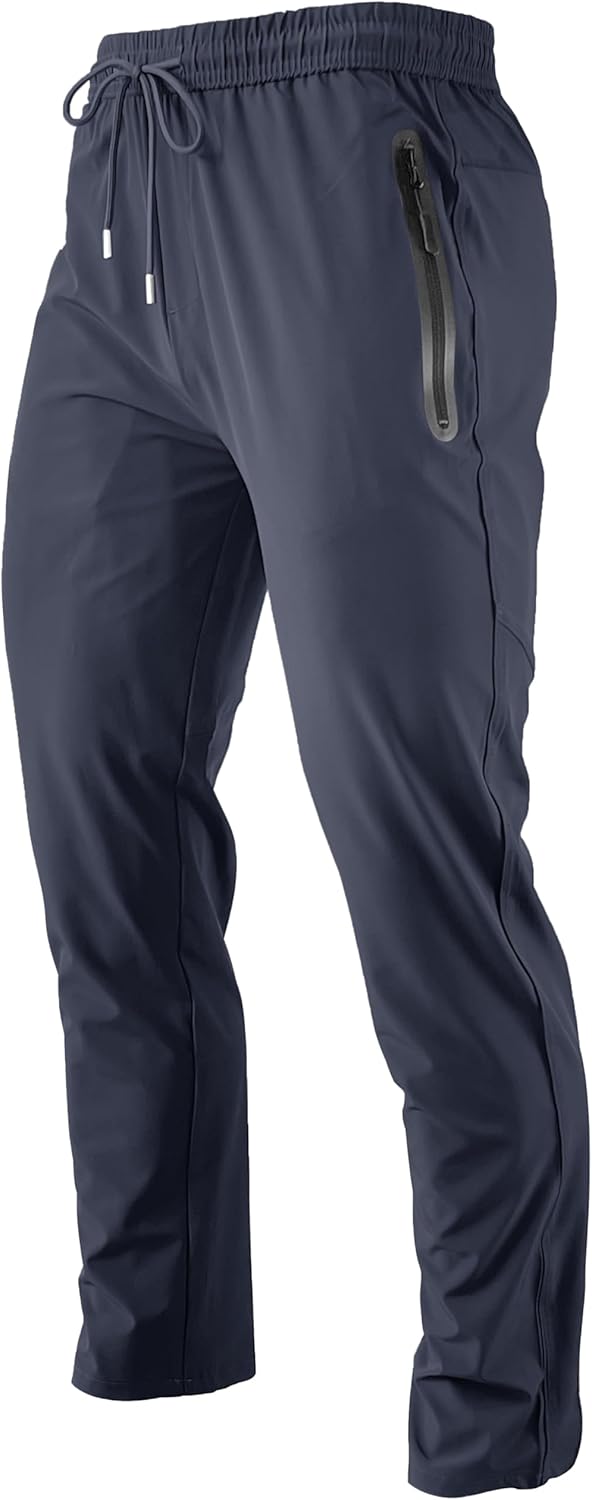 Mens Hiking Pants Joggers Lightweight Breathable Quick Dry Outdoor Fishing Athletic Work Pants with Zipper Pockets
