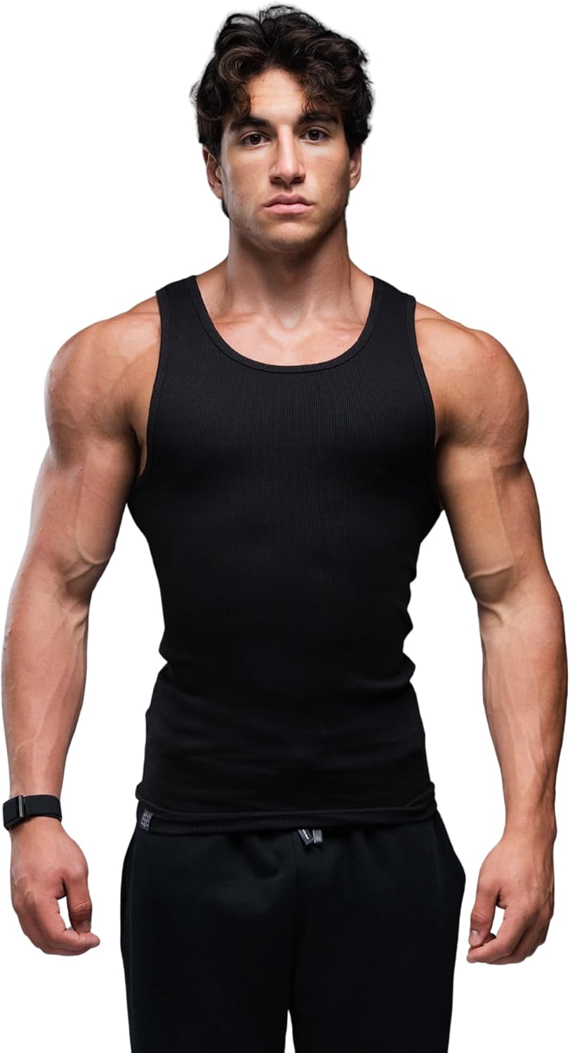 Ekkovision Lifestyle Beaters, Men's Tank Tops, Cotton Spandex Tanks for Men, Regular Fit, Ribbed Fabric