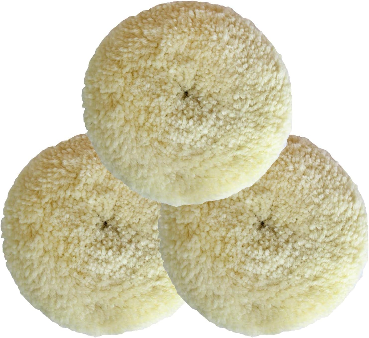 Wool Buffing Pad Kit 7Inch 3PCS, 100% Natural Wool Car Auto Hook and Loop Grip Buffing Pad for Compound Cutting &amp; Polishing for Car,Boats, Trucks and RVs Polishing Motorcycle Washing Machine