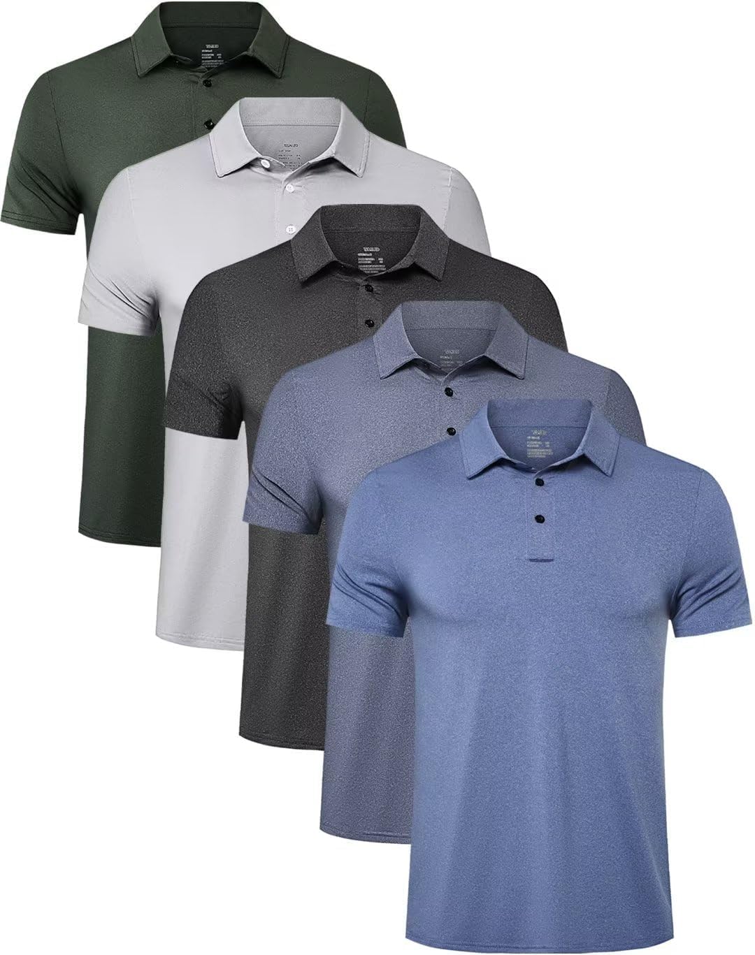 TELALEO 4\/5 Pack Mens Polo Shirts Quick Dry Short Sleeve Golf T Shirt Performance Moisture Wicking Casual Workout