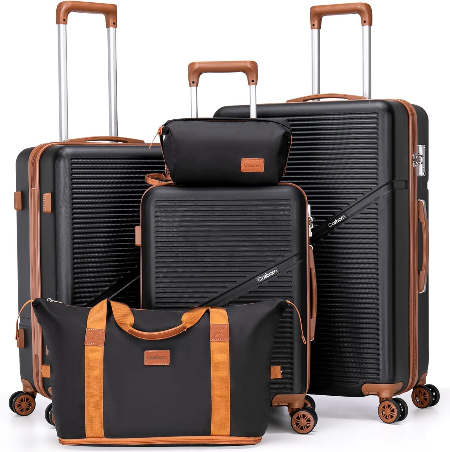 Cosbarn Luggage Sets 5 Piece Suitcases with Wheels, Suitcase Set ABS Hard Case Luggage with TSA Lock Spinner Wheels Durable Travel Luggage (5-Piece Set(20"\/24"\/28"))