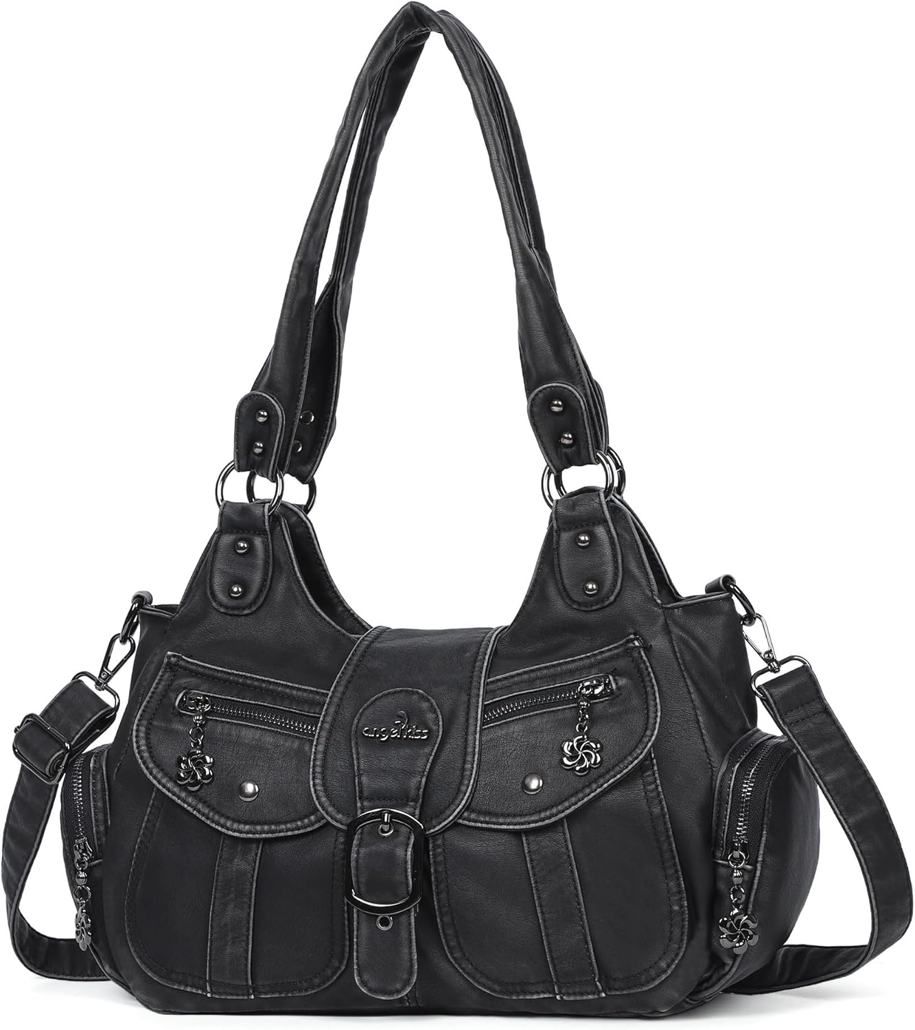 Angel Kiss Hobo Bags for Women Vegan Leather Shoulder Purses and Handbags Ladies Roomy Tote Bags Purse with Crossbody Strap