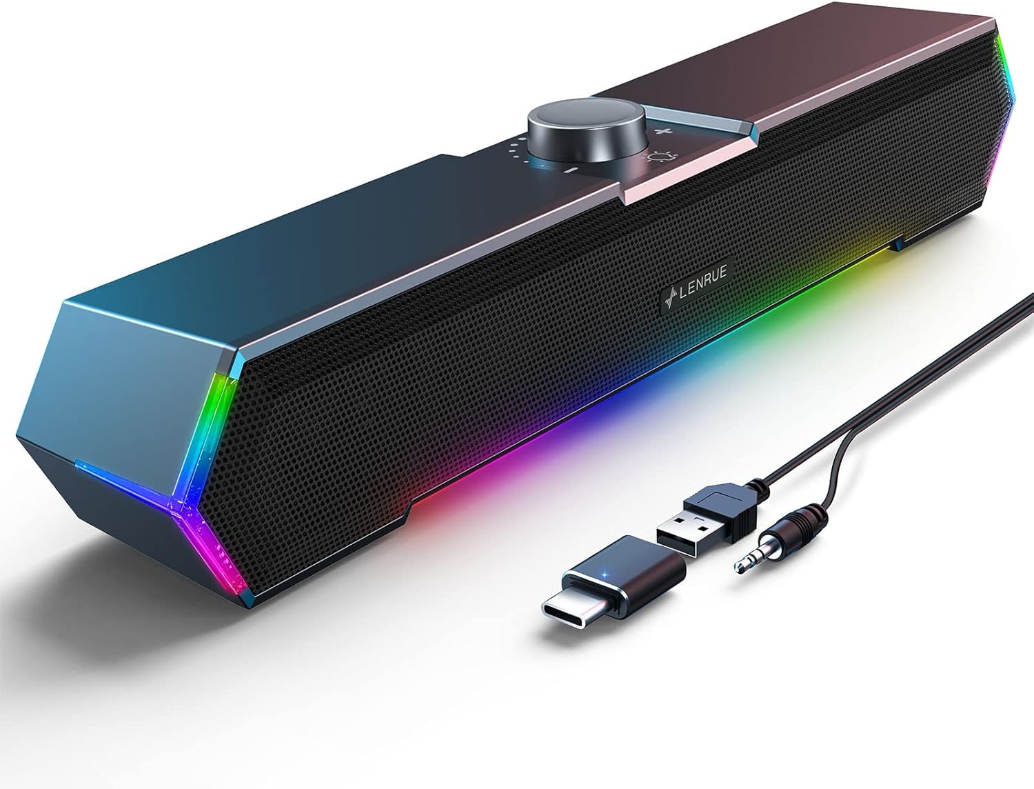 LENRUE G11 Computer Speakers for Desktop, Touch Lights PC Speakers with Surge Clear Sound, USB C\/USB Powered, AUX Audio for Computer Desktop PC Laptop Desk