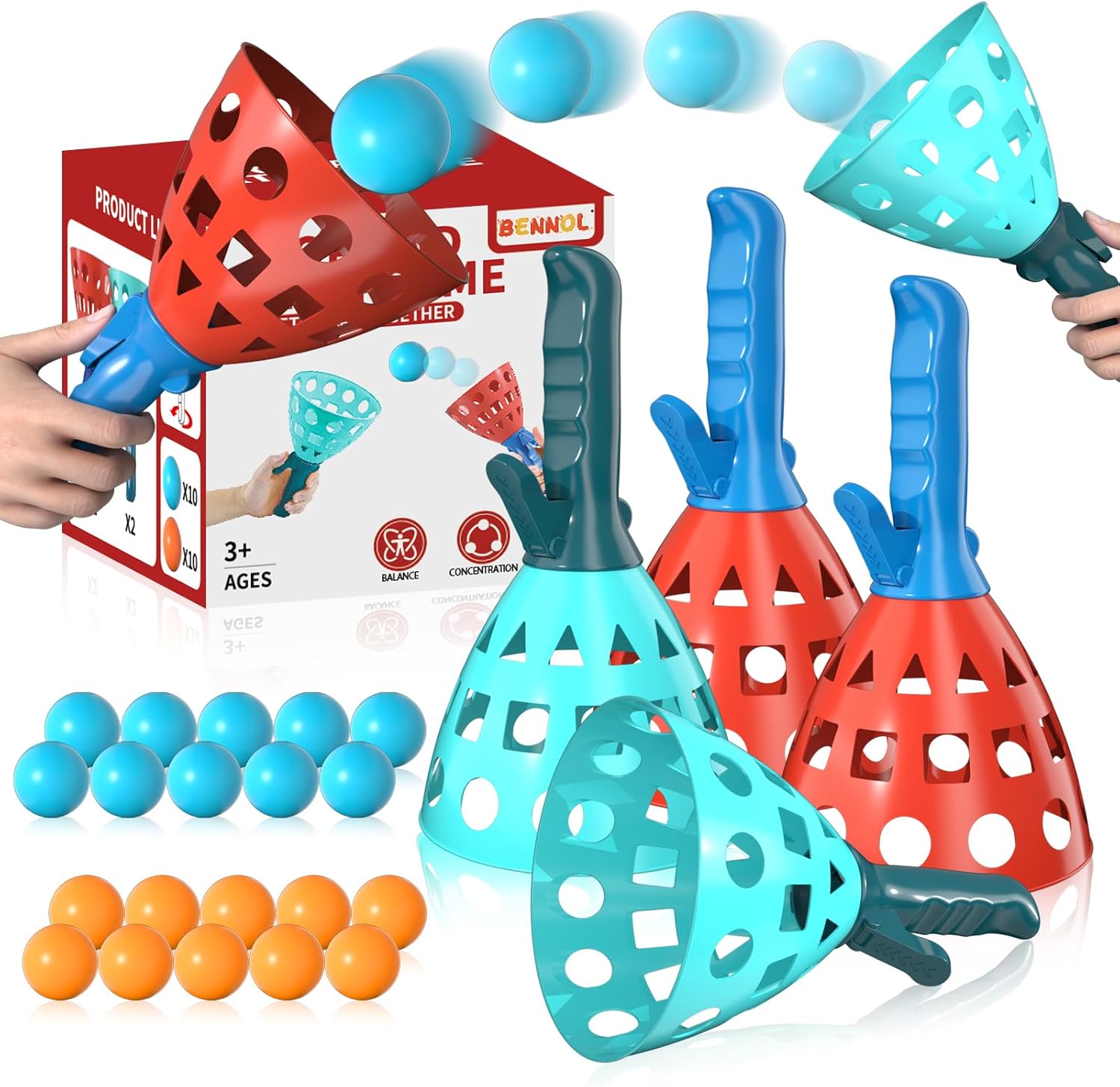 Bennol Outdoor Game Toys for Kids Boys with 20 Balls Pop Pass Catch Ball Game Outside Toys Gifts for 3 4 5 6 7 8+ Year Old Teens, Outside Outdoor Play Gifts for Kids Boys Ages 3-5 4-8