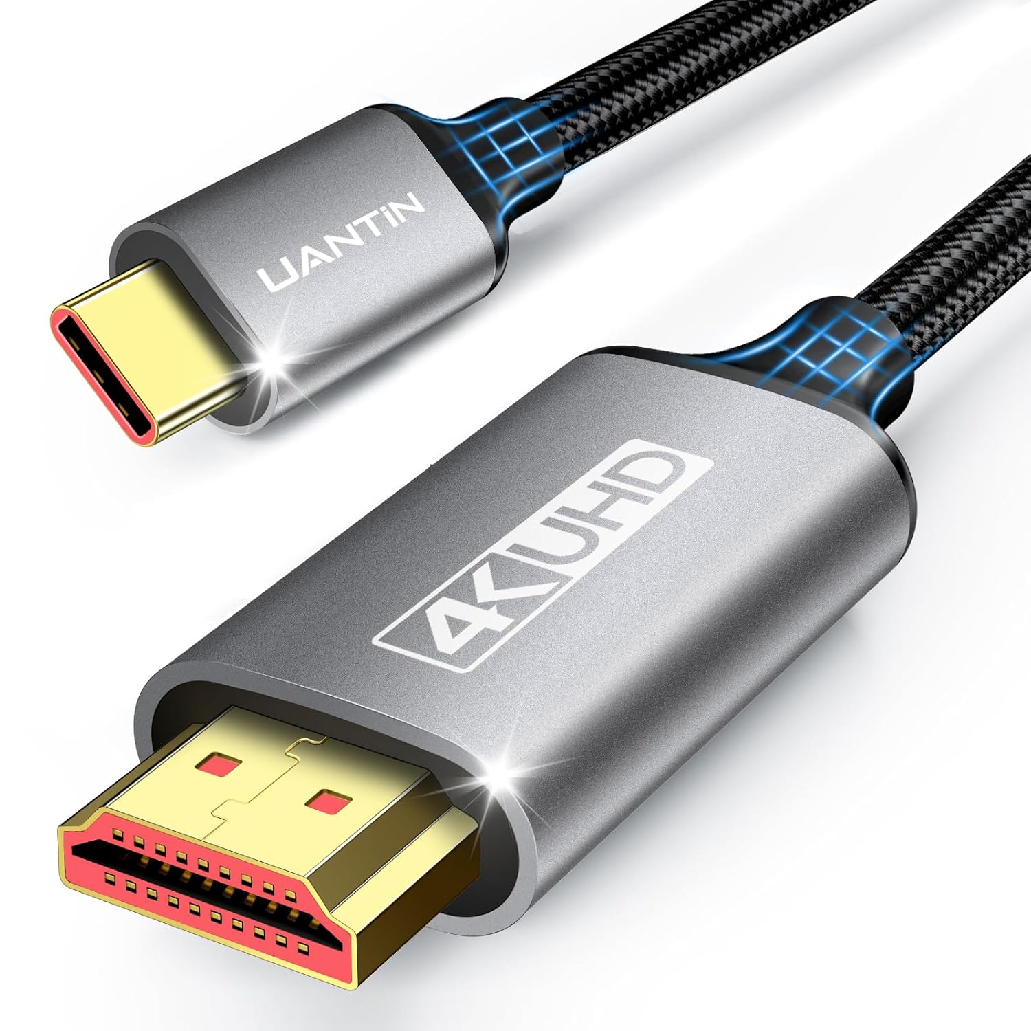 UANTIN USB C to HDMI Cable 6Ft for Home Office | 4K High-Speed USB 3.1 Type-C to HDMI Cord [Thunderbolt 3\/4\/5 Compatible] with MacBook Neo, Galaxy S9 to S25, iPhone 17\/16 Pro\/Max, iPad Pro, Surfac