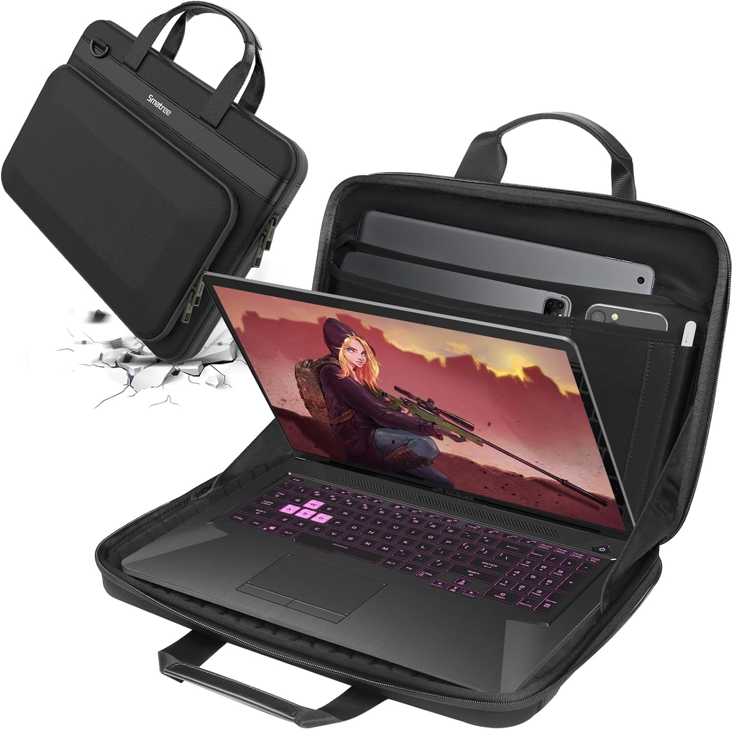 Smatree Heavy Duty Hard Case for 16 inch DELL Pro Max 16 Plus MB16250\/16 MC16250\/16 MC16255, for 16 inch DELL G16 7630 Gaming Laptop, for 15.6 inch G15 5530\/5535 Gaming Laptop Hard Carry Case (A800