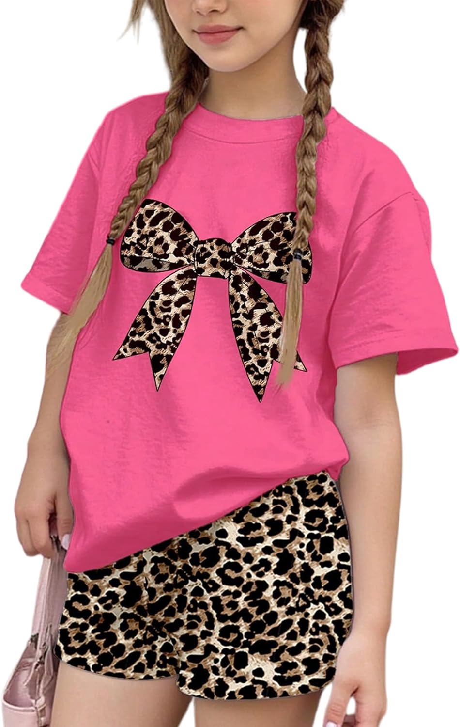LuLurKiddo Girls 2 Piece Outfits 4-13 Years Summer Girls Clothes Short Sleeve T-Shirt Top and Shorts Set Kids Clothes Set